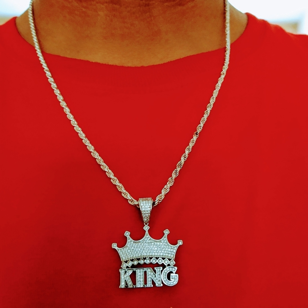 ROPE CHAIN & KING CROWN 👑 PENDANT - 925 SILVER